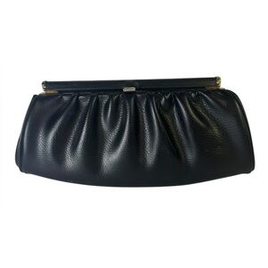 Vintage Black Faux Leather Clutch Purse – Classic‎ Evening Bag